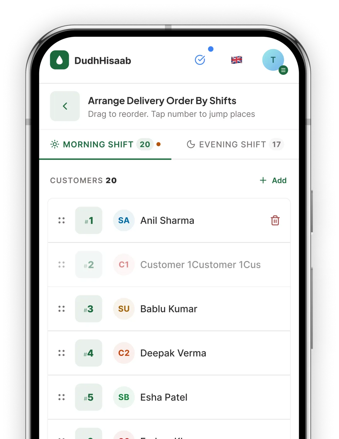 A farmer reviewing monthly milk income and feed cost on the DudhHisaab app